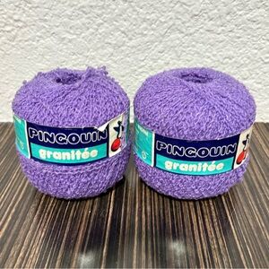 Pingouin Granitee Boucle 66% Wool Yarn Purple Lot Of 2 50gr/165Yards